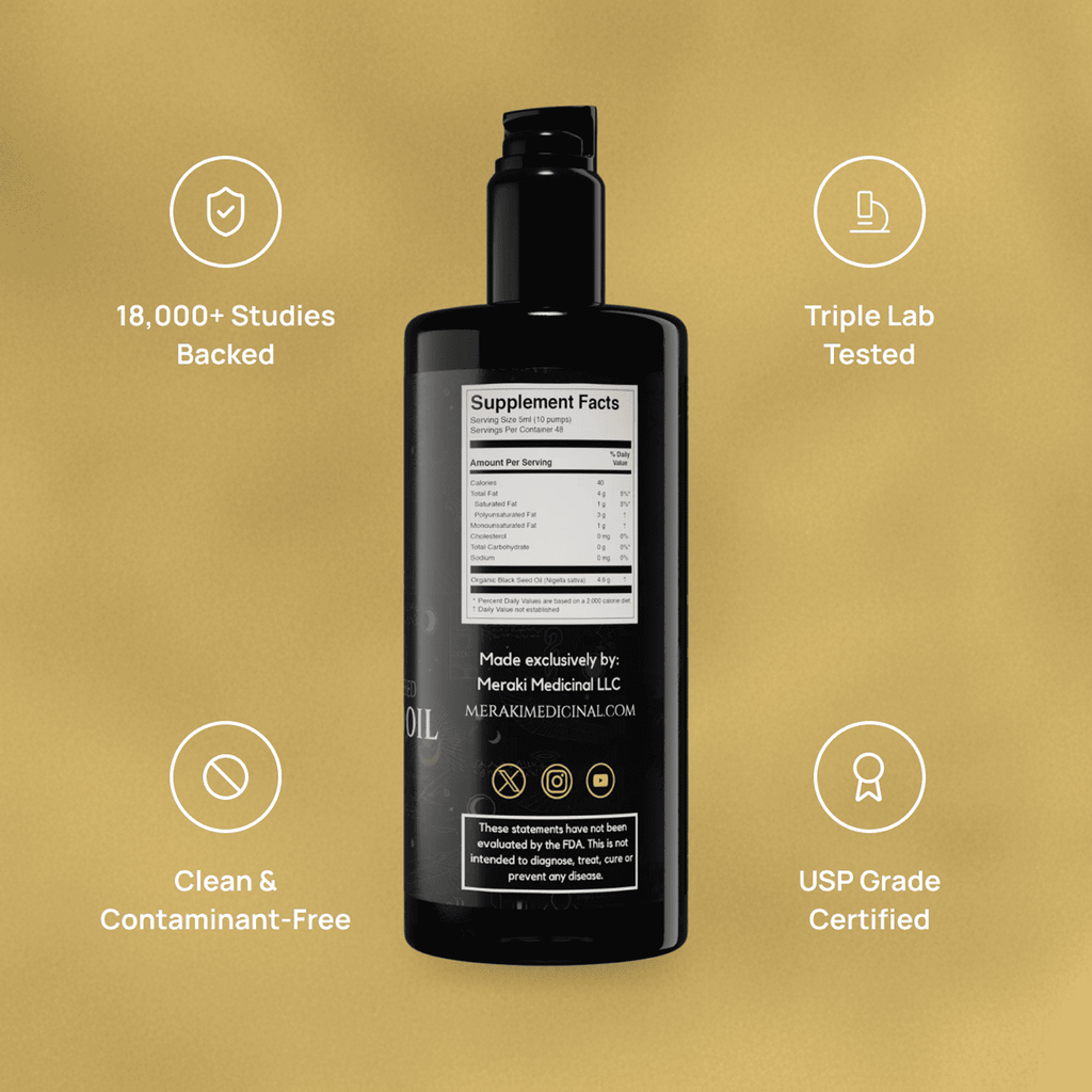 High Potency Cold-Pressed Organic Black Seed Oil with 3% Thymoquinone